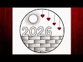 Happy New Year 2026 Drawing New Year 2026 Drawing Pencil Drawing Easy Step By Step Circle Drawing
