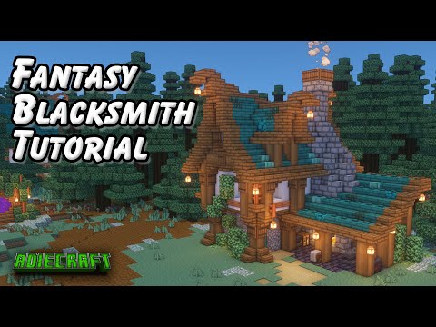 Minecraft FANTASY BLACKSMITH TUTORIAL - How to build a Minecraft Medieval Blacksmith with Interior