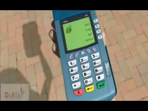 Beggar with credit card machine