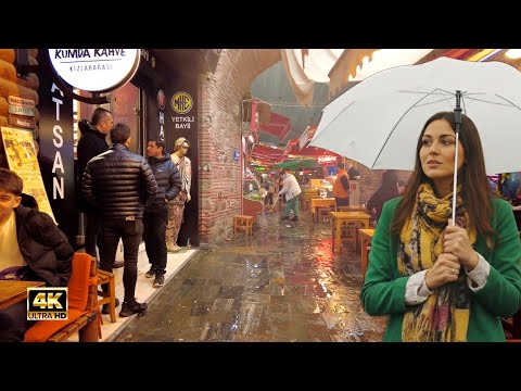 4K • IZMIR CITY WALK • TÜRKİYE | Rainy Old Town Walk • Urban Ambience
