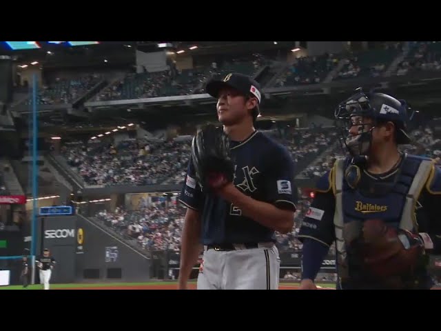 【8回裏】バファローズ・山崎颯一郎 8球で3者凡退に抑えリードを守る!!  2024年5月23日 北海道日本ハムファイターズ 対 オリックス・バファローズ