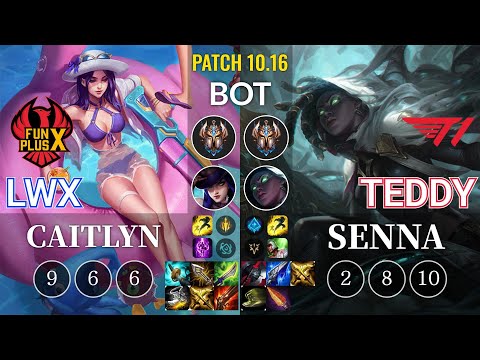 FPX Lwx Caitlyn vs T1 Teddy Senna Bot - KR Patch 10.16