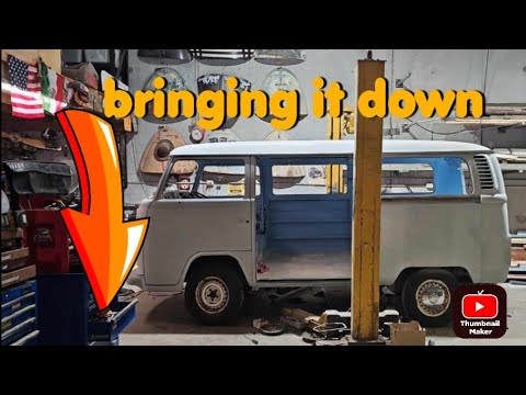 lowering a t2 vw kombi bus installing drop spindles and springplates