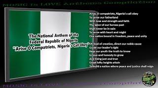 Nigeria National Anthem &quot;Arise O Compatriots, Nigeria&#39;s Call Obey&quot; INSTRUMENTAL with lyrics