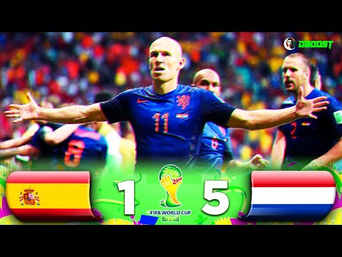 Spain 1-5 Netherlands - World Cup 2014 - van Persie & Robben Double - Extended Highlights - FHD