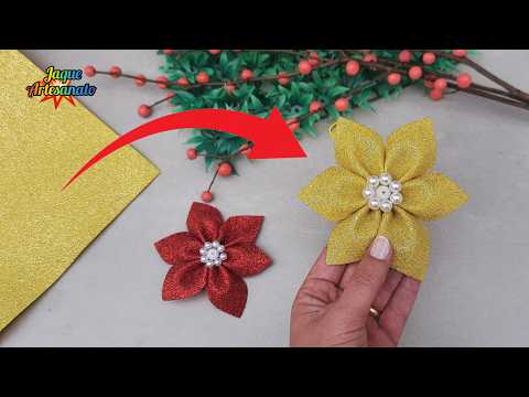 🎄 Como Fazer Flor Natalina em EVA Passo a Passo | Artesanato de Natal Fácil e Lindo! Flor de EVA.Diy