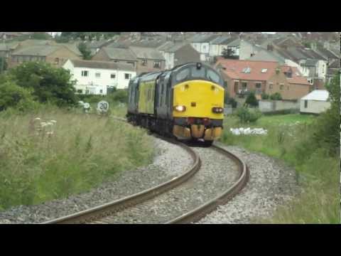 37606 and 37612 pass Brotton working the return 2Q88 service. 20th July 2012