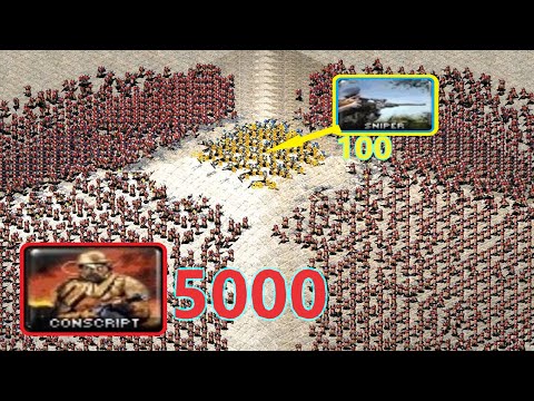 100 Snipers vs 5000 Conscripts - On The Hill - Red Alert 2