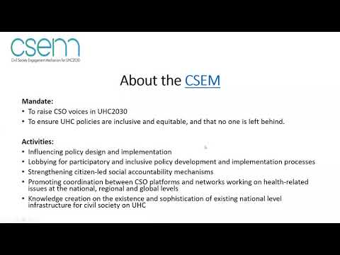 UN High-Level Meeting on Universal Health Coverage Informational Webinar