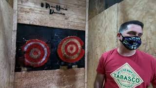 Axehole Las Vegas! I throw axes, ninja stars, playing cards, and a SHOVEL! Freemont Street