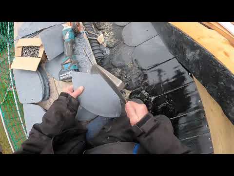 Holzbau, Schiefer Schuppen und Kupferrinne an Trapezgaube - Teil 1 - Biberschwanzdach in Leisnig