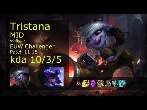 Tristana Mid vs Ryze - EUW Challenger 10/3/5 Patch 11.15 Gameplay