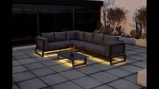 OUTFLEXX Luminara LED-Gartenlounge, anthrazit/dunkelgrau, Alu/Polyester, pulverbeschichtet, mit Beleuchtung