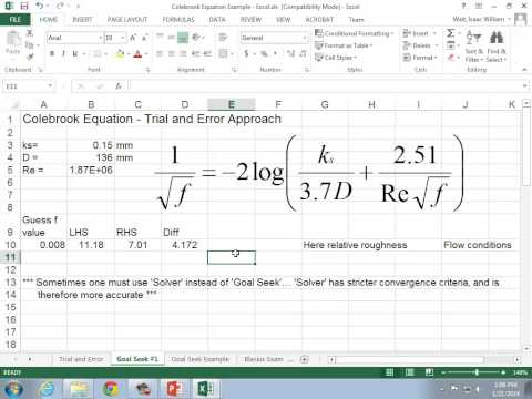 CE 331 - Class 3 (1/21/2014) Pipe friction, Colebrook, Jain, Pipe Diameter sizing