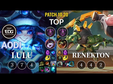 EDG Aodi Lulu vs Renekton Top - KR Patch 10.20