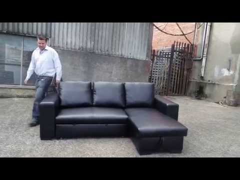 Leather corner sofa bed
