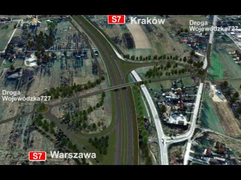 Trasa S7 - wizualizacja - część 2 - Chustki - Kolejowa