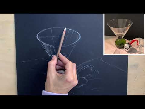 White Charcoal Drawing On Black Paper