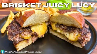Brisket Burgers Filled with Cheddar Cheese