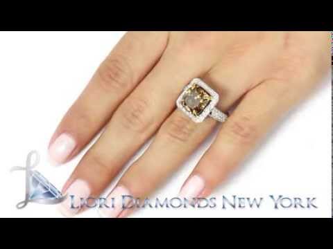 FD-503 - 6.78 Ct. Fancy Chocolate Brown Cushion Cut Diamond Engagement Ring Vintage Style