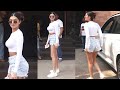 Tara Sutaria In Denim Shorts With White Crop Top Arrived Heropanti 2 Dubbing