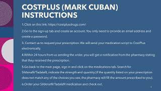 GoodRx and Cost-Plus instructions, cheaper access to PDE5 inhibitors (Sildenafil/Tadalafil)