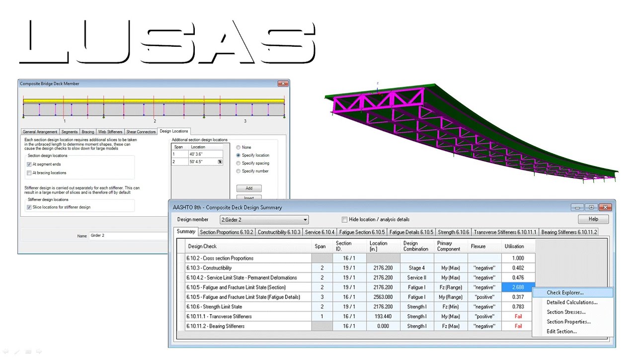 LUSAS composite deck design to AASHTO LRFD 8th Edition