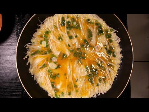 Cách làm Trứng Chiên Nấm Kim Châm giòn ngon đơn giản  | 팽이버섯계란 Enoki Mushrooms Recipe