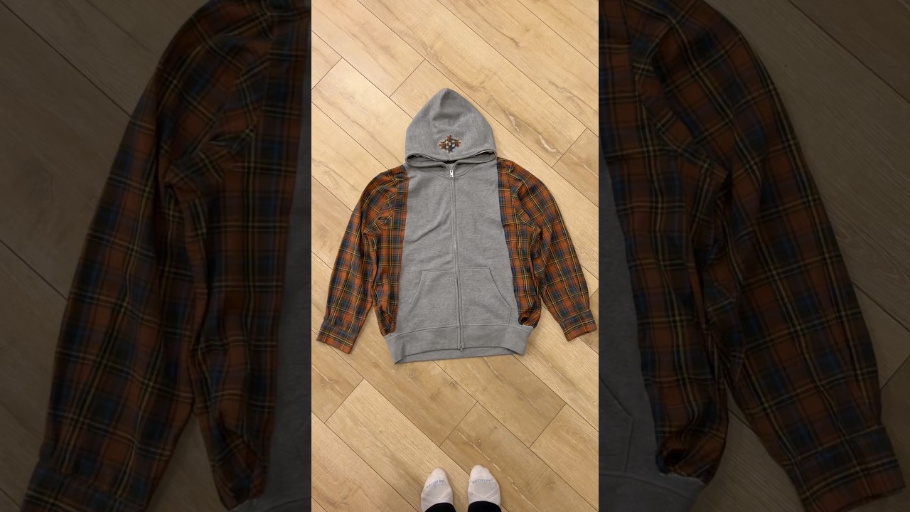 Felpa con cappuccio in flanella con zip intera 🤔 #felpa con cappuccio #moda #streetwear