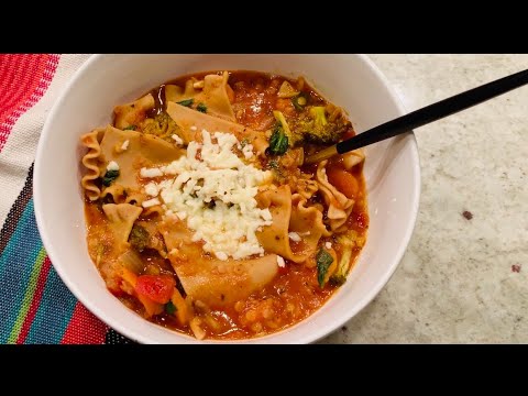 Instant Pot Lasagna Soup Recipe | Quick & Easy One Pot Meal for Dinner | Vegan Lasagna Lentil Soup