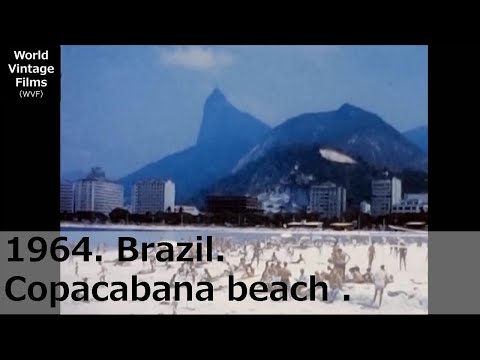 1964. Rio de Janeiro, Brazil.1960s Old video.Copacabana beach.Cityscape taken while driving a car