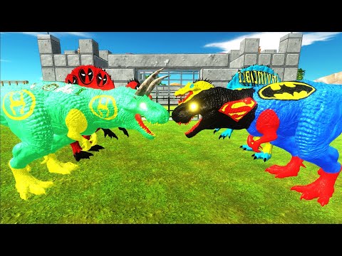 LOKI & DEADPOOL T REX CASTLE TEAM DEATHRUN - Animal Revolt Battle Simulator