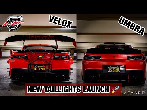 2014-2015 Chevy Camaro Velox LED Taillights Gloss BLK/ Red Lens