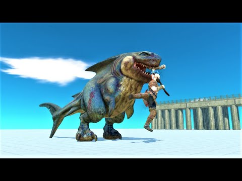 Megalodon rex vs Superhero - animal revolt battle simulator