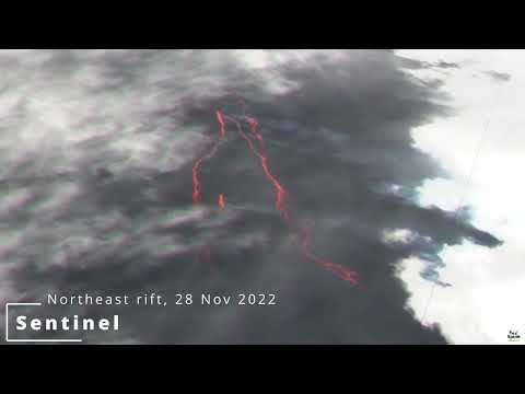 Mauna Loa Eruption 2022, 3D lava heat signatures Sentinel-2 tour