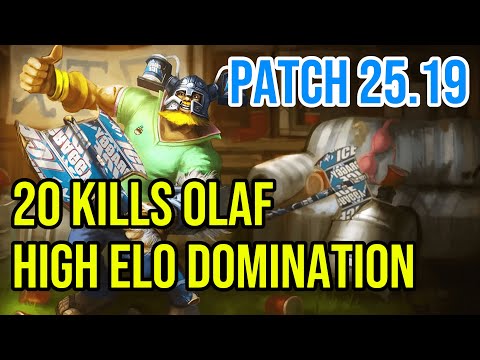 1351 LP Olaf Jungle 20 Kills Full Gameplay | Challenger Plays | Patch 25.19