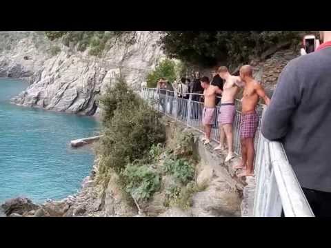 Americans Jump 60+ Feet Off Cliff in the Cinque Terre - Italy