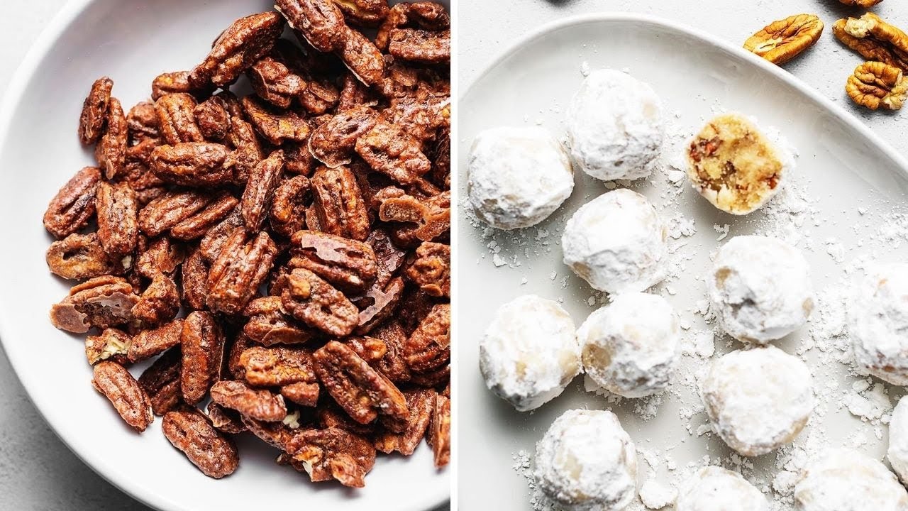 Keto Candied Pecans and Keto Snowball Cookies