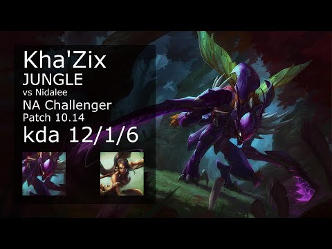 Kha'Zix Jungle vs Nidalee - NA Challenger 12/1/6 Patch 10.14 Gameplay