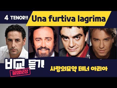 [한글] 교차편집, 남 몰래 흐르는 눈물  "Una furiva lagrima" (Pavarotti , Flórez, Alagna and Villazón)