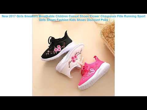 New 2017 Girls Sneakers Breathable Children Casual Shoes Flower Chauss Video