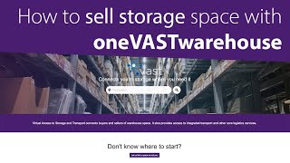 How to sell storage space with oneVASTwarehouse