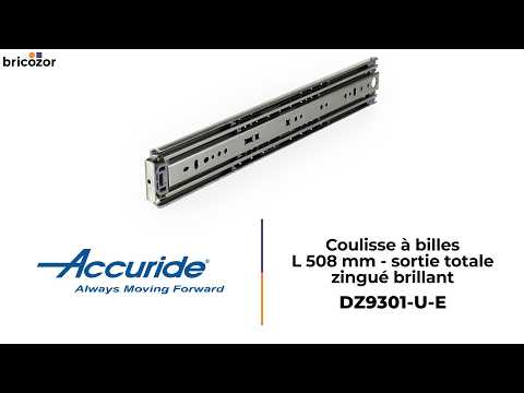 Coulisse à billes 9301 - charge 227kg maxi - sortie totale - 1 pièce ACCURIDE