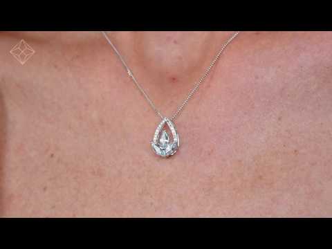 G4085 - BLUE TOPAZ AND DIAMOND 0.05CT STELLATO PENDANT IN 9K WHITE GOLD