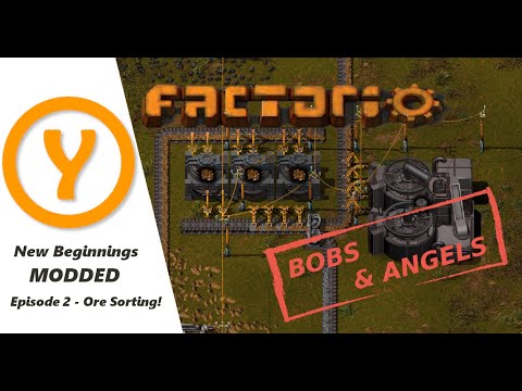 Factorio Bobs and Angels - Land Edition - Ore Sorting! Episode 2