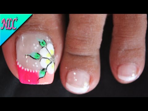 DISEÑO DE UÑAS PARA PIES FLOR Y FRANCÉS PRINCIPIANTES – FLOWERS NAIL ART – FRENCH NAIL ART – NLC