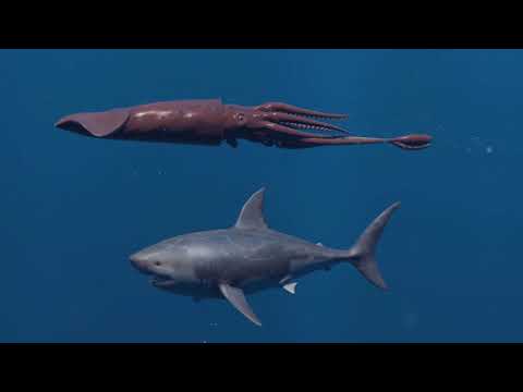 Giants Squid kraken vs Megalodon #megalodon