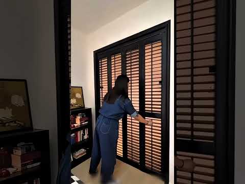 Solid wood louver doors, push-pull & foldable #interiordesign #windows#doors #foldingdoor #home