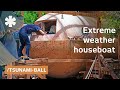 Extreme weather house boat floats in Silicon Valley.