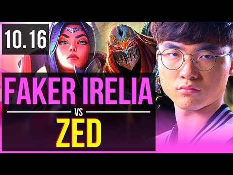 Faker IRELIA vs ZED (MID) | 2 early solo kills | KR Challenger | v10.16